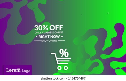 Set of abstract universal landing page template with simple wavy gradient and  cut paper with realistic shadow. Social media web banner with 3D paper cut out geometric shapes