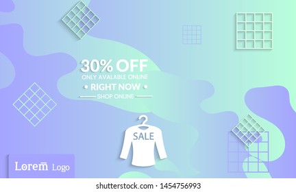Set of abstract universal landing page template with simple wavy gradient and  cut paper with realistic shadow. Social media web banner with 3D paper cut out geometric shapes