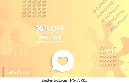 Set of abstract universal landing page template with simple wavy gradient and  cut paper with realistic shadow. Social media web banner with 3D paper cut out geometric shapes