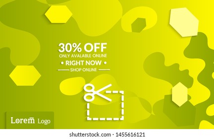 Set of abstract universal landing page template with simple wavy gradient and  cut paper with realistic shadow. Social media web banner with 3D paper cut out geometric shapes