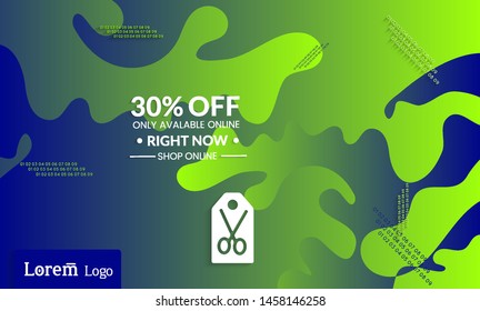 Set of abstract universal landing page template with simple wavy gradient and  cut paper with realistic shadow. Social media web banner with 3D paper cut out geometric shapes