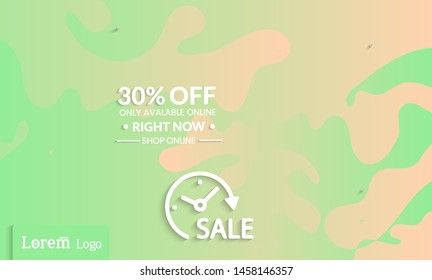Set of abstract universal landing page template with simple wavy gradient and  cut paper with realistic shadow. Social media web banner with 3D paper cut out geometric shapes