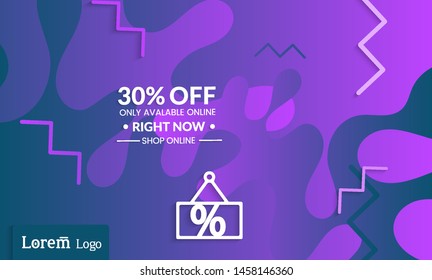 Set of abstract universal landing page template with simple wavy gradient and  cut paper with realistic shadow. Social media web banner with 3D paper cut out geometric shapes