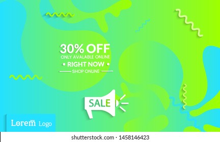 Set of abstract universal landing page template with simple wavy gradient and  cut paper with realistic shadow. Social media web banner with 3D paper cut out geometric shapes