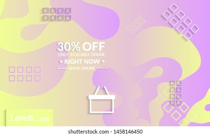 Set of abstract universal landing page template with simple wavy gradient and  cut paper with realistic shadow. Social media web banner with 3D paper cut out geometric shapes
