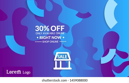 Set of abstract universal landing page template with simple wavy gradient and  cut paper with realistic shadow. Social media web banner with 3D paper cut out geometric shapes