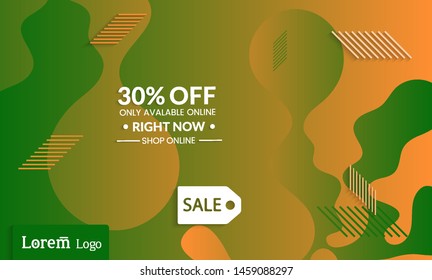 Set of abstract universal landing page template with simple wavy gradient and  cut paper with realistic shadow. Social media web banner with 3D paper cut out geometric shapes