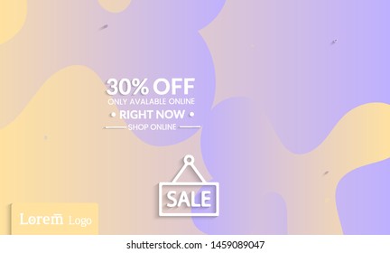 Set of abstract universal landing page template with simple wavy gradient and  cut paper with realistic shadow. Social media web banner with 3D paper cut out geometric shapes