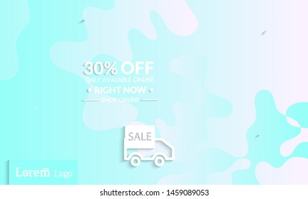 Set of abstract universal landing page template with simple wavy gradient and  cut paper with realistic shadow. Social media web banner with 3D paper cut out geometric shapes