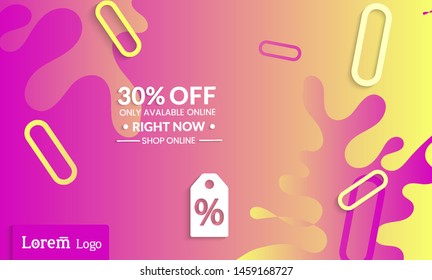 Set of abstract universal landing page template with simple wavy gradient and  cut paper with realistic shadow. Social media web banner with 3D paper cut out geometric shapes