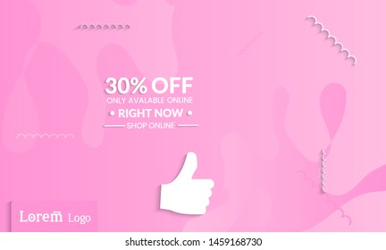 Set of abstract universal landing page template with simple wavy gradient and  cut paper with realistic shadow. Social media web banner with 3D paper cut out geometric shapes