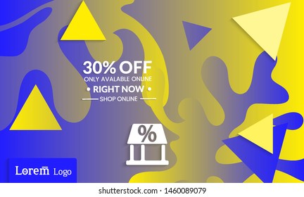 Set of abstract universal landing page template with simple wavy gradient and  cut paper with realistic shadow. Social media web banner with 3D paper cut out geometric shapes