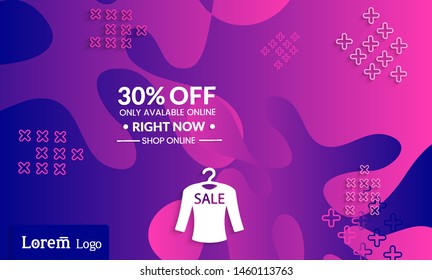 Set of abstract universal landing page template with simple wavy gradient and  cut paper with realistic shadow. Social media web banner with 3D paper cut out geometric shapes