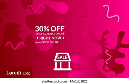 Set of abstract universal landing page template with simple wavy gradient and  cut paper with realistic shadow. Social media web banner with 3D paper cut out geometric shapes