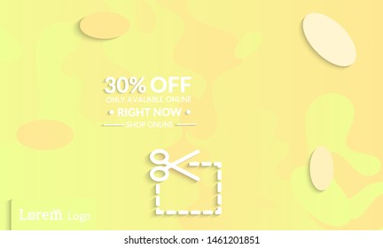 Set of abstract universal landing page template with simple wavy gradient and  cut paper with realistic shadow. Social media web banner with 3D paper cut out geometric shapes