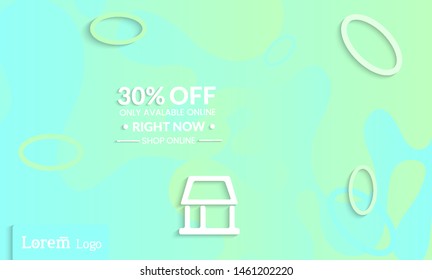 Set of abstract universal landing page template with simple wavy gradient and  cut paper with realistic shadow. Social media web banner with 3D paper cut out geometric shapes
