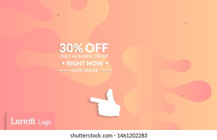 Set of abstract universal landing page template with simple wavy gradient and  cut paper with realistic shadow. Social media web banner with 3D paper cut out geometric shapes