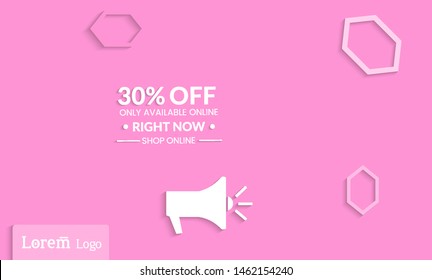 Set of abstract universal landing page template with simple wavy gradient and  cut paper with realistic shadow. Social media web banner with 3D paper cut out geometric shapes