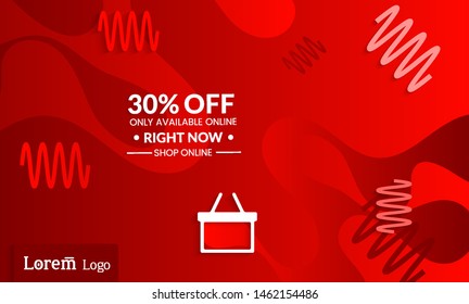 Set of abstract universal landing page template with simple wavy gradient and  cut paper with realistic shadow. Social media web banner with 3D paper cut out geometric shapes