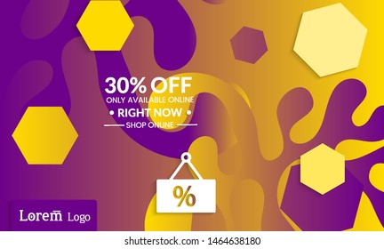Set of abstract universal landing page template with simple wavy gradient and  cut paper with realistic shadow. Social media web banner with 3D paper cut out geometric shapes