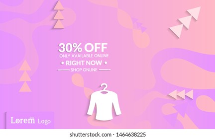 Set of abstract universal landing page template with simple wavy gradient and  cut paper with realistic shadow. Social media web banner with 3D paper cut out geometric shapes