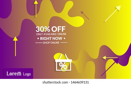 Set of abstract universal landing page template with simple wavy gradient and  cut paper with realistic shadow. Social media web banner with 3D paper cut out geometric shapes