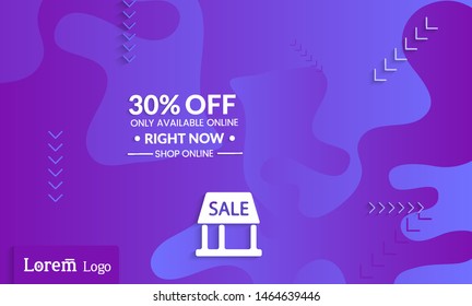 Set of abstract universal landing page template with simple wavy gradient and  cut paper with realistic shadow. Social media web banner with 3D paper cut out geometric shapes