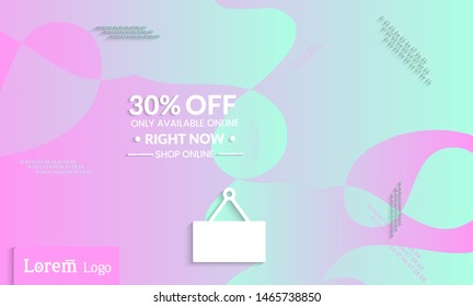 Set of abstract universal landing page template with simple wavy gradient and  cut paper with realistic shadow. Social media web banner with 3D paper cut out geometric shapes