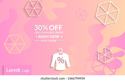 Set of abstract universal landing page template with simple wavy gradient and  cut paper with realistic shadow. Social media web banner with 3D paper cut out geometric shapes