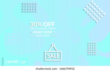 Set of abstract universal landing page template with simple wavy gradient and  cut paper with realistic shadow. Social media web banner with 3D paper cut out geometric shapes