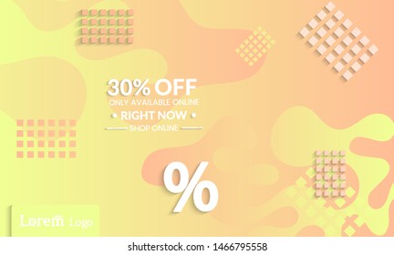 Set of abstract universal landing page template with simple wavy gradient and  cut paper with realistic shadow. Social media web banner with 3D paper cut out geometric shapes