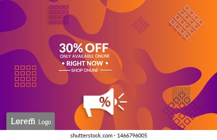 Set of abstract universal landing page template with simple wavy gradient and  cut paper with realistic shadow. Social media web banner with 3D paper cut out geometric shapes