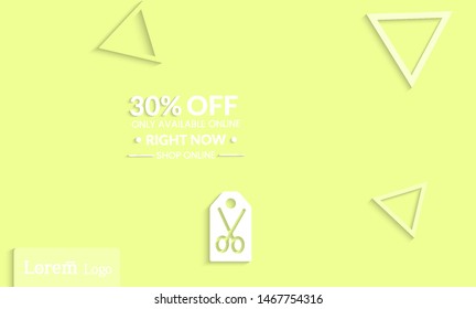 Set of abstract universal landing page template with simple wavy gradient and  cut paper with realistic shadow. Social media web banner with 3D paper cut out geometric shapes