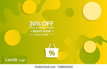 Set of abstract universal landing page template with simple wavy gradient and  cut paper with realistic shadow. Social media web banner with 3D paper cut out geometric shapes