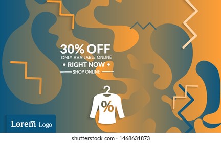 Set of abstract universal landing page template with simple wavy gradient and  cut paper with realistic shadow. Social media web banner with 3D paper cut out geometric shapes