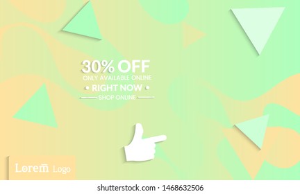 Set of abstract universal landing page template with simple wavy gradient and  cut paper with realistic shadow. Social media web banner with 3D paper cut out geometric shapes