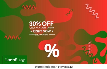 Set of abstract universal landing page template with simple wavy gradient and  cut paper with realistic shadow. Social media web banner with 3D paper cut out geometric shapes