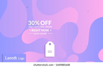 Set of abstract universal landing page template with simple wavy gradient and  cut paper with realistic shadow. Social media web banner with 3D paper cut out geometric shapes