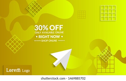 Set of abstract universal landing page template with simple wavy gradient and  cut paper with realistic shadow. Social media web banner with 3D paper cut out geometric shapes