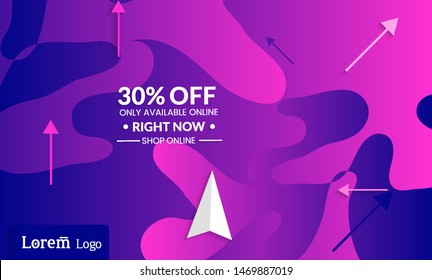 Set of abstract universal landing page template with simple wavy gradient and  cut paper with realistic shadow. Social media web banner with 3D paper cut out geometric shapes