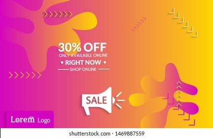 Set of abstract universal landing page template with simple wavy gradient and  cut paper with realistic shadow. Social media web banner with 3D paper cut out geometric shapes