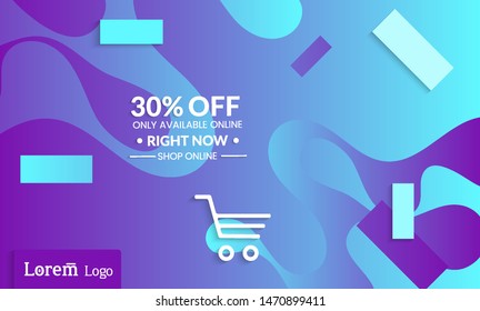 Set of abstract universal landing page template with simple wavy gradient and  cut paper with realistic shadow. Social media web banner with 3D paper cut out geometric shapes