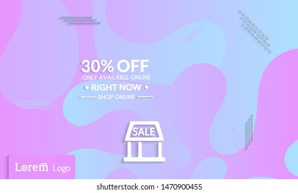 Set of abstract universal landing page template with simple wavy gradient and  cut paper with realistic shadow. Social media web banner with 3D paper cut out geometric shapes