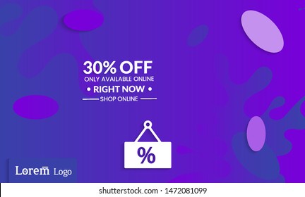 Set of abstract universal landing page template with simple wavy gradient and  cut paper with realistic shadow. Social media web banner with 3D paper cut out geometric shapes