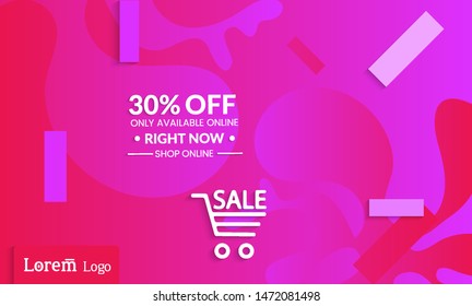 Set of abstract universal landing page template with simple wavy gradient and  cut paper with realistic shadow. Social media web banner with 3D paper cut out geometric shapes