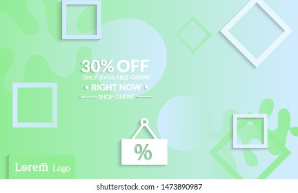 Set of abstract universal landing page template with simple wavy gradient and  cut paper with realistic shadow. Social media web banner with 3D paper cut out geometric shapes