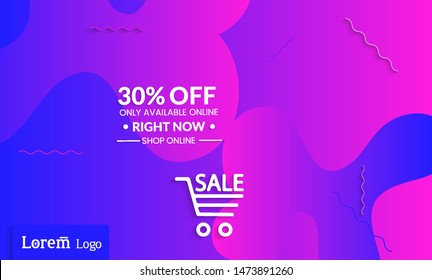 Set of abstract universal landing page template with simple wavy gradient and  cut paper with realistic shadow. Social media web banner with 3D paper cut out geometric shapes