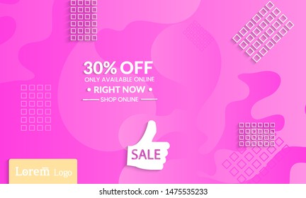 Set of abstract universal landing page template with simple wavy gradient and  cut paper with realistic shadow. Social media web banner with 3D paper cut out geometric shapes