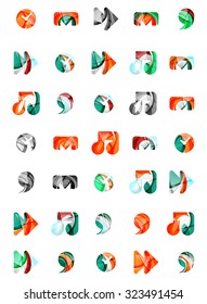 Conjunto de íconos web universales abstractos, conceptos de logotipo empresarial, diseño geométrico moderno y limpio. Creado con líneas de onda abstractas transparentes
