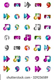 Set of abstract universal web icons, business logotype concepts, clean modern geometric design. Created with transparent abstract wave lines